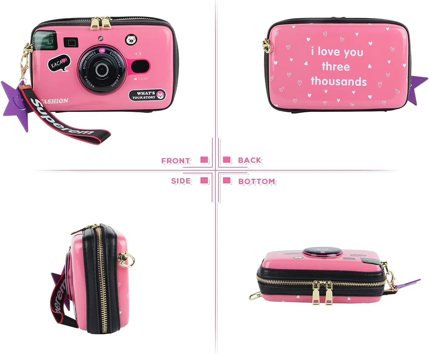 KUANG! Women Fashion Camera Shaped Crossbody Handbag PU Leather Vintage Shoulder Bag Novelty Clutch Box Purse
