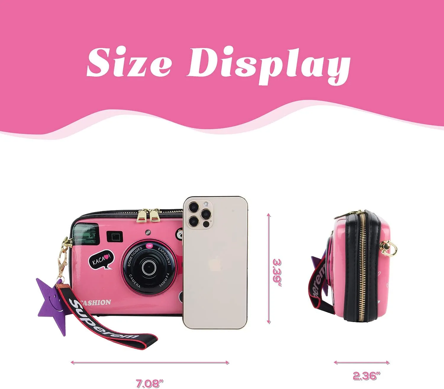 KUANG! Women Fashion Camera Shaped Crossbody Handbag PU Leather Vintage Shoulder Bag Novelty Clutch Box Purse