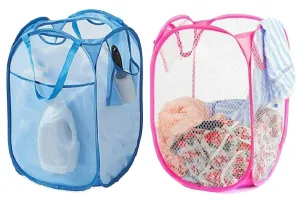 Kuber Industries Large Nylon Mesh Laundry Basket Combo, Multicolor (Set of 2 Pcs)