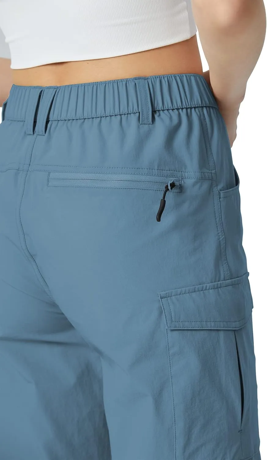 Kuenlun Top Women's Hiking Capri Lightweight Quick Dry Cargo Pants for Travel Outdoor UPF 50 Water Resistant with Zip Pockets