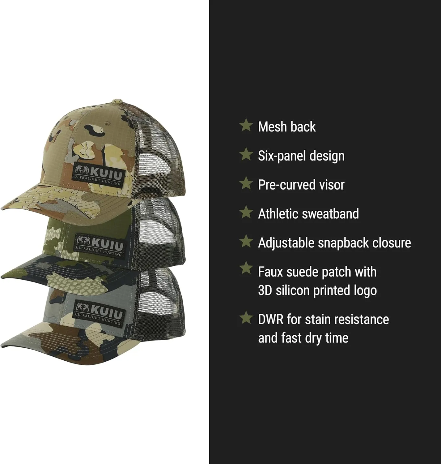 KUIU Cordura® Trucker Hat - Ultralight, Breathable Mesh Back, Adjustable Snapback, 6-Panel Design, DWR Stain-Resistant Visor
