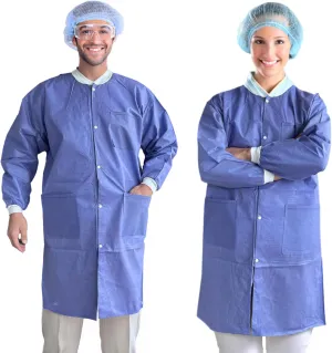 Lab Coats 10 Pack Disposable Waterproof for Paintings, Work, Dental, Breathable Durable, Jacket PPE, Pockets