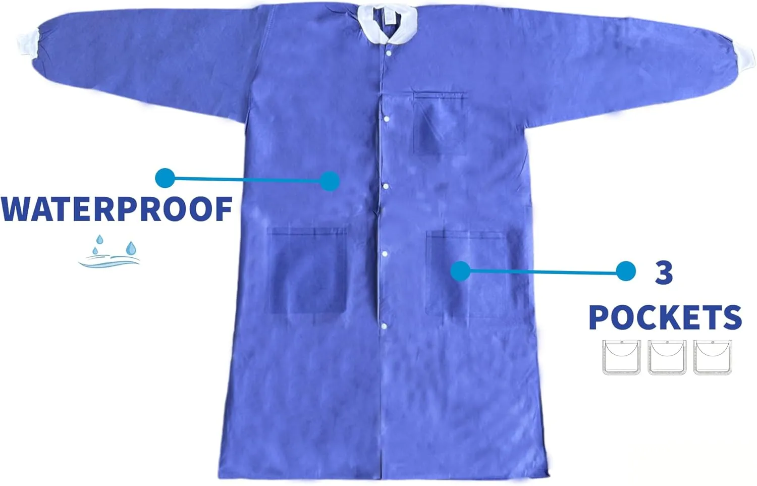 Lab Coats 10 Pack Disposable Waterproof for Paintings, Work, Dental, Breathable Durable, Jacket PPE, Pockets