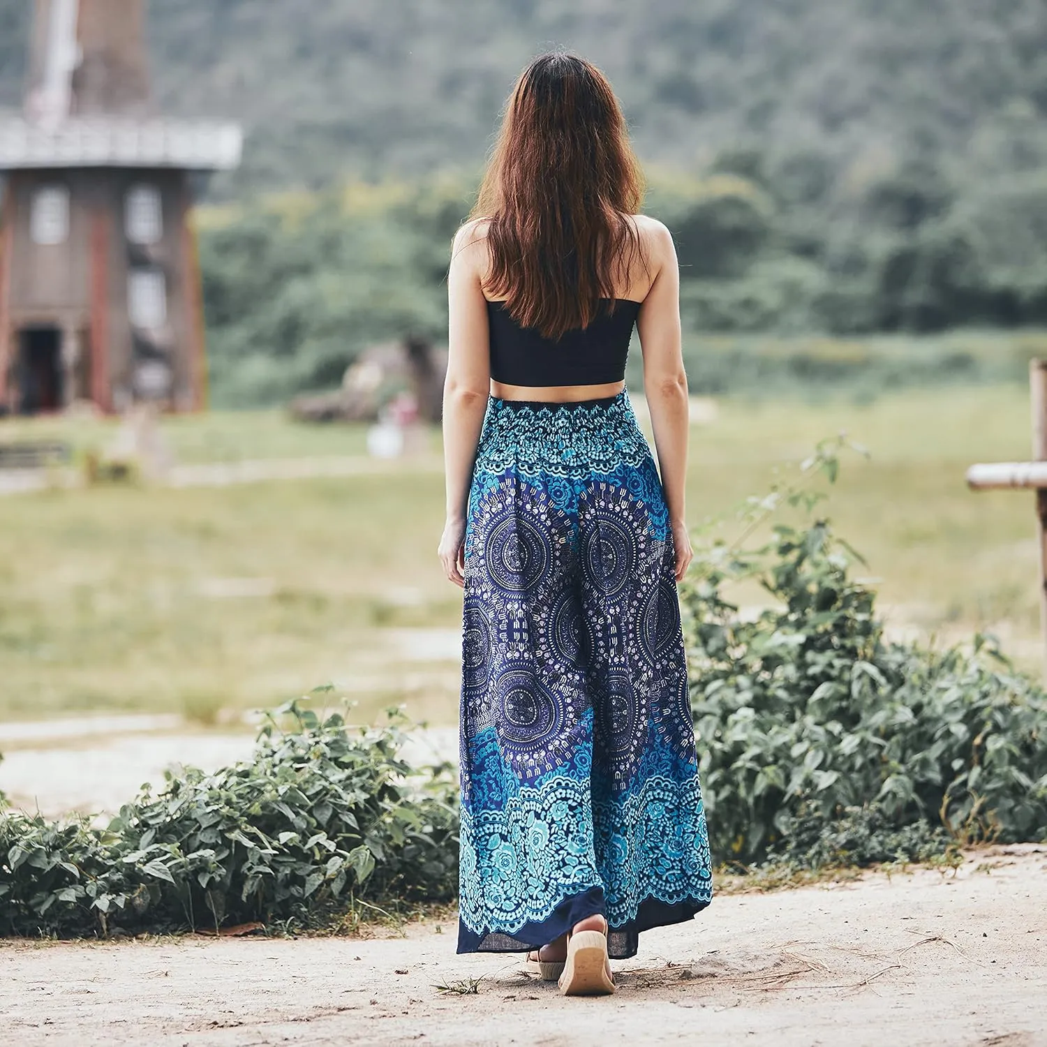 Lannaclothesdesign Palazzo Pants for Women Wide Leg Boho Harem Yoga Pants S M L XL Sizes
