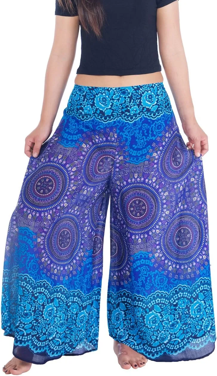Lannaclothesdesign Palazzo Pants for Women Wide Leg Boho Harem Yoga Pants S M L XL Sizes