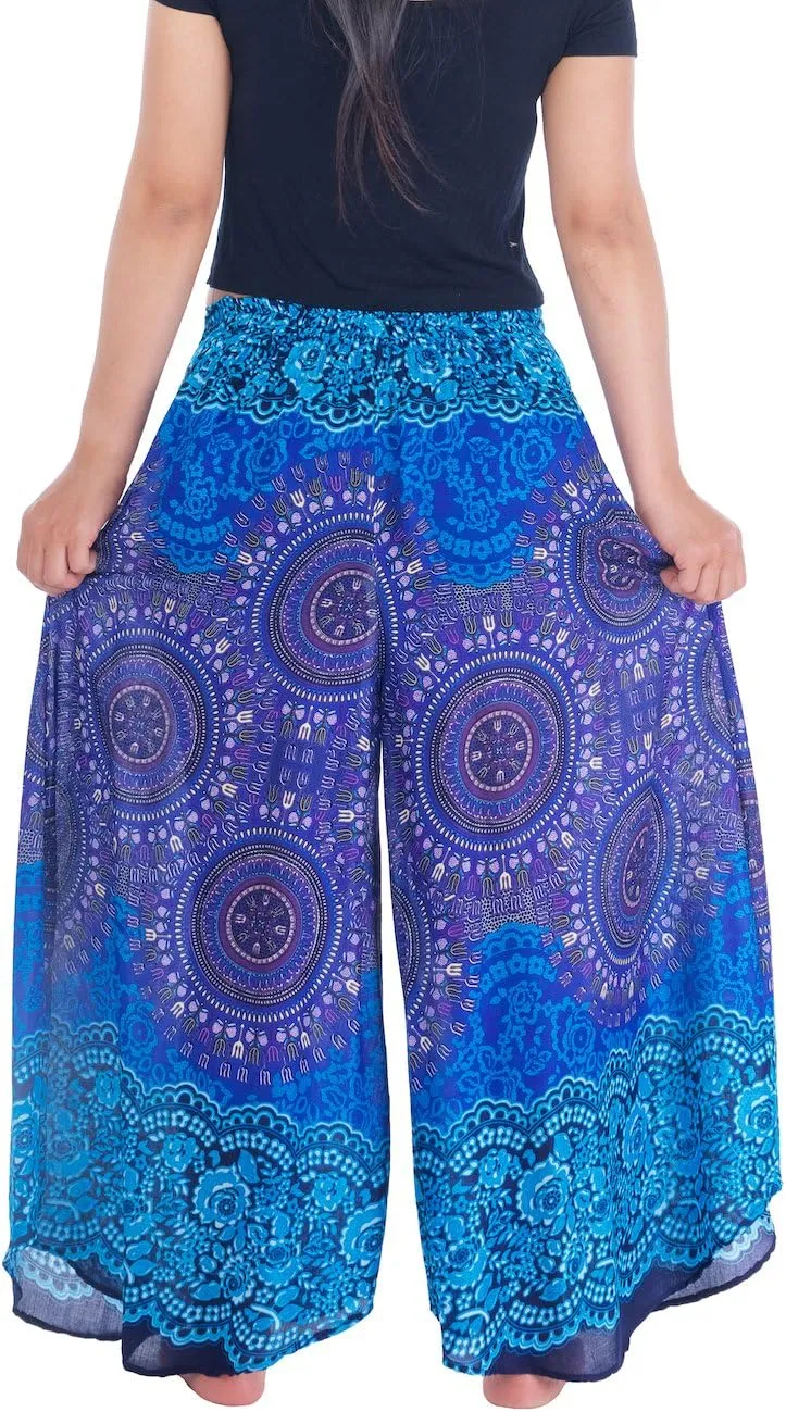 Lannaclothesdesign Palazzo Pants for Women Wide Leg Boho Harem Yoga Pants S M L XL Sizes