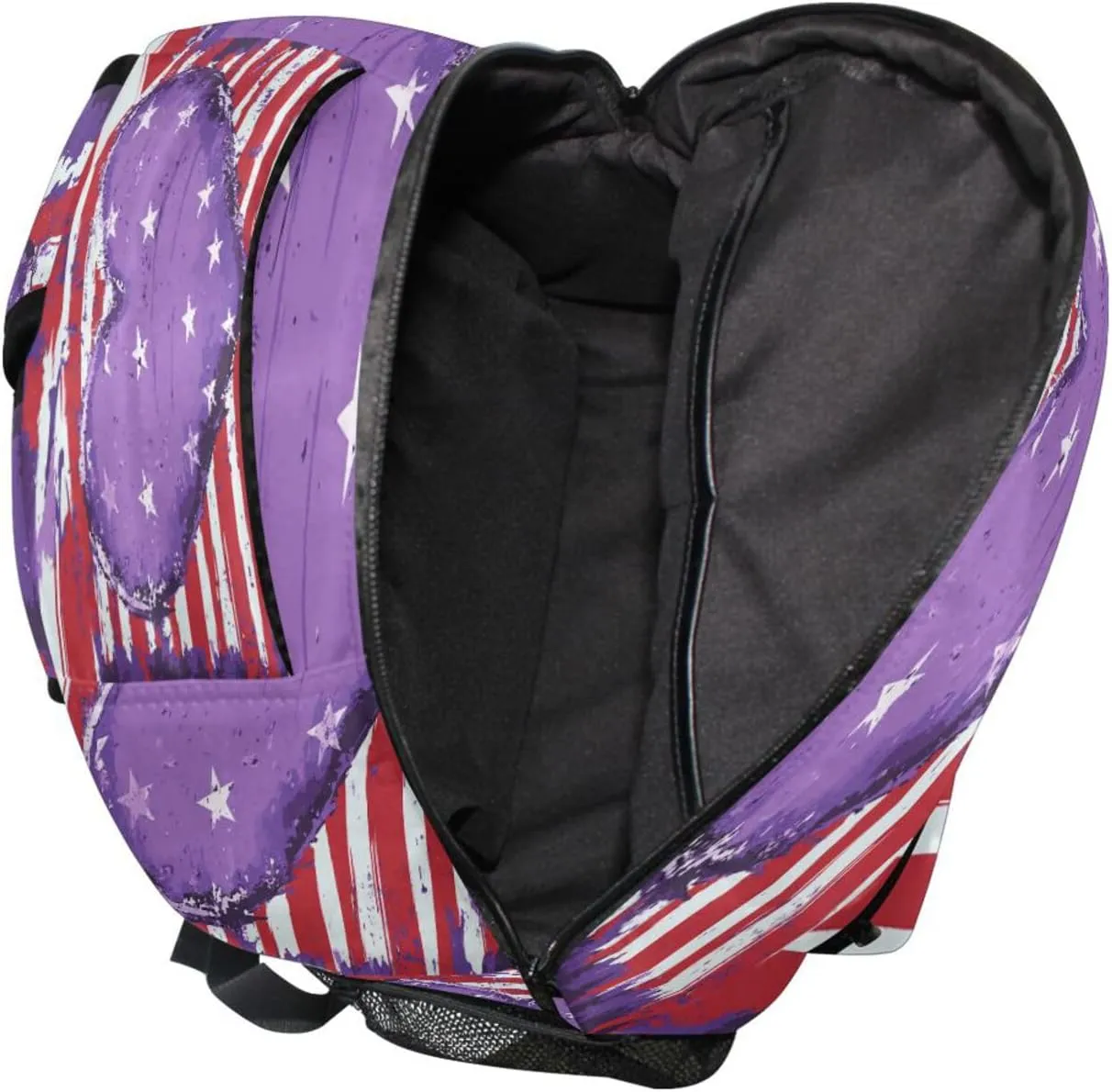 Laptop Backpack for Women Men Waterproof Backpack With Water Bottle Pocket with Chest Strap for Travel Trip Purple Heart Day Army