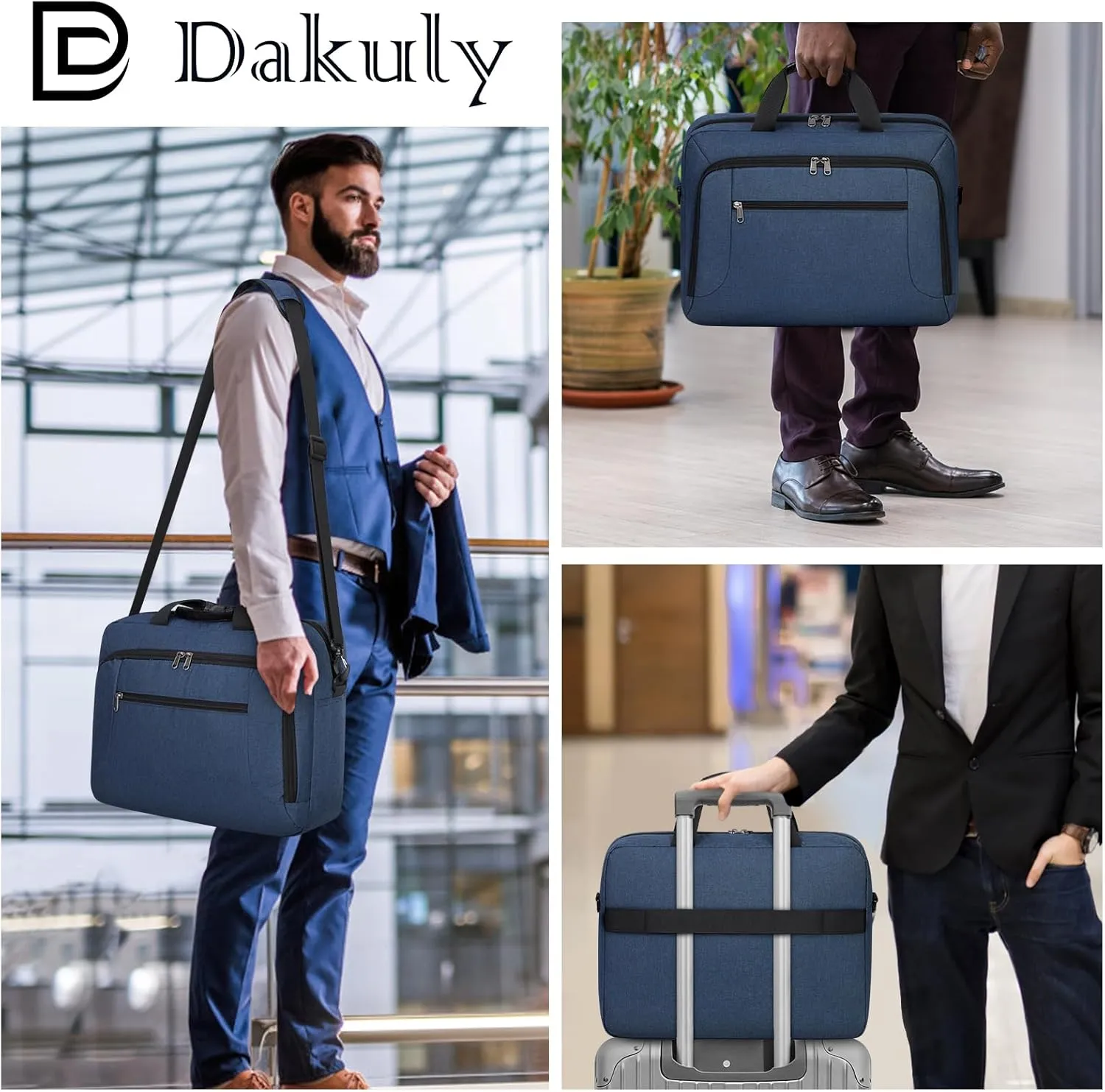 Laptop Bag 15.6 Inch Laptop Briefcase Computer Bag for Men Women Waterproof Business Office Work Large Laptop Case 15.6 Inch Adjustable Shoulder Messenger Bag Blue