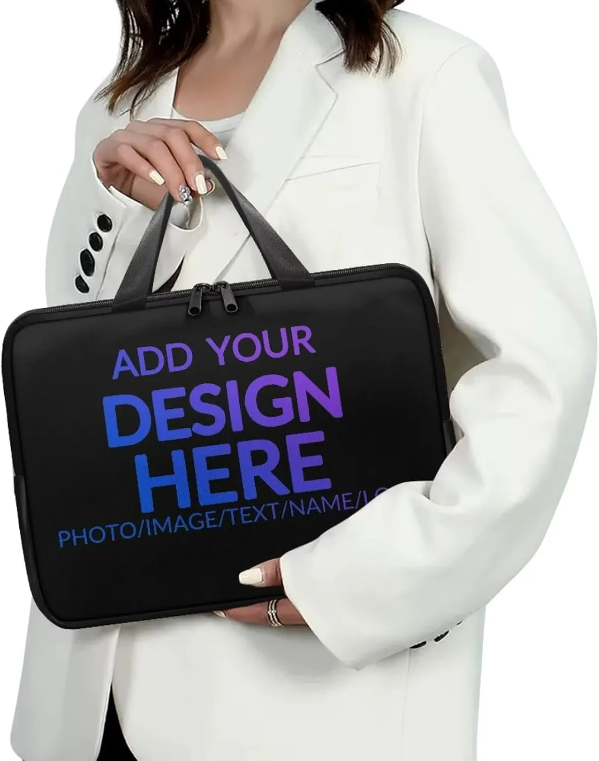 Laptop Bag Case Womens Mens Leather Briefcase Zipper Casual Computer Carrying Bag Cover