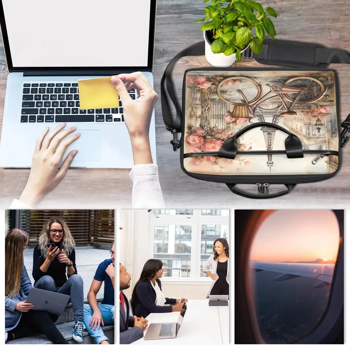 Laptop Bag Waterproof Laptop Shoulder Bag with Adjustable And Removable Shoulder Strap Fits Laptop 13-15.6 Inch