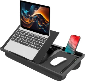 Laptop Lap Desk with Cushion - 9 Adjustable Angles, Fits Up to 15.6 inch Laptops, Built-in Mouse Pad, Phone and Pen Slots. Portable Writing Board for Bed, Sofa, and Work Table