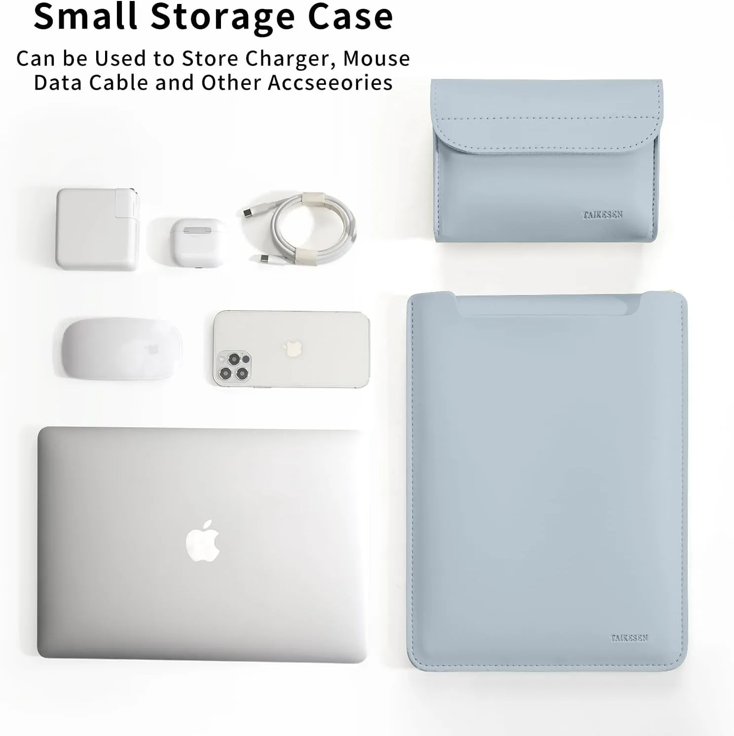 Laptop Sleeve Case Compatible with New MacBook Air 13.6/Pro/Max M2/M1 A2779 A2442 14, 13.5 Surface 5/4/3/2/1, 14" Dell ASUS Acer Chromebook/HP Stream/IdeaPad, PU Bag with Small Case, Blue
