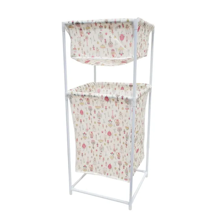 Large Capacity Double Layer Dirty Cloth Laundry Basket Storage Rack
