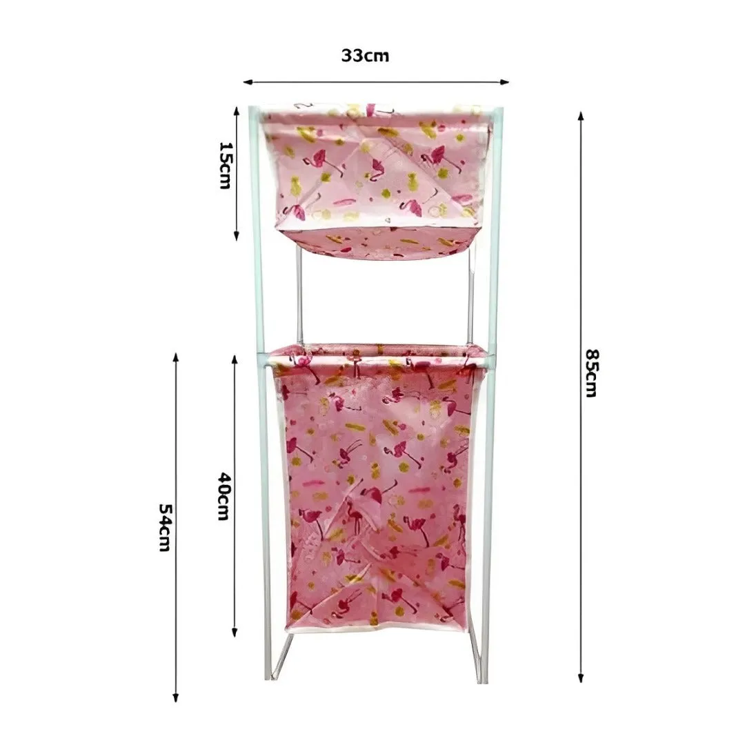 Large Capacity Double Layer Dirty Cloth Laundry Basket Storage Rack