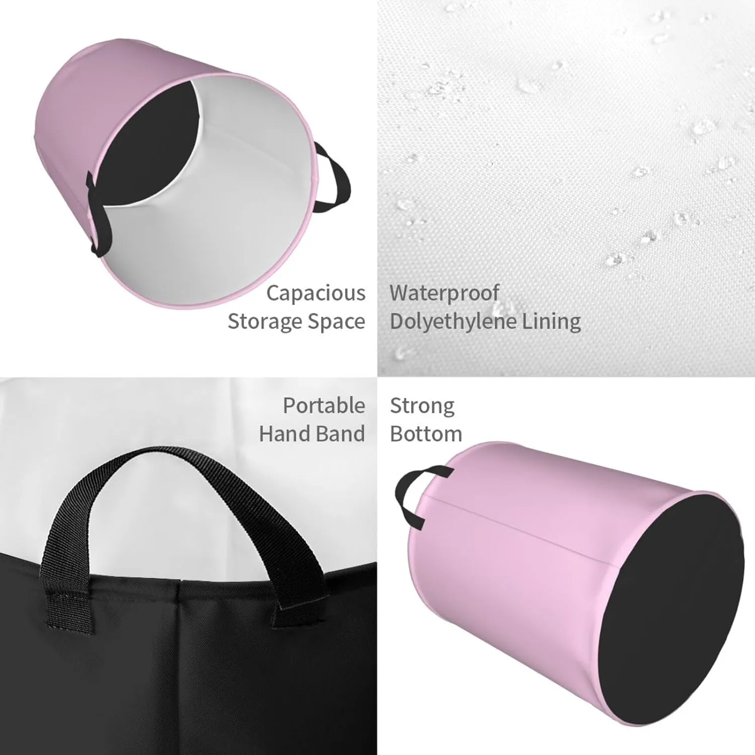 Large Laundry Basket, Dirty Clothes Hamper Toys Storage Bag Classic Rose Solid Color Waterproof Foldable Washing Bin for College Dorms 15.7" x 19.6"