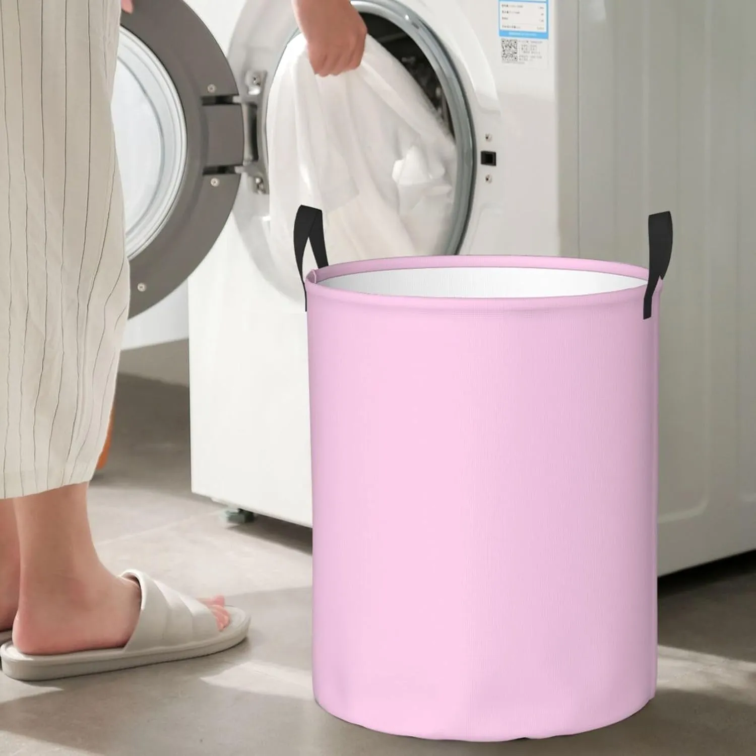 Large Laundry Basket, Dirty Clothes Hamper Toys Storage Bag Classic Rose Solid Color Waterproof Foldable Washing Bin for College Dorms 15.7" x 19.6"
