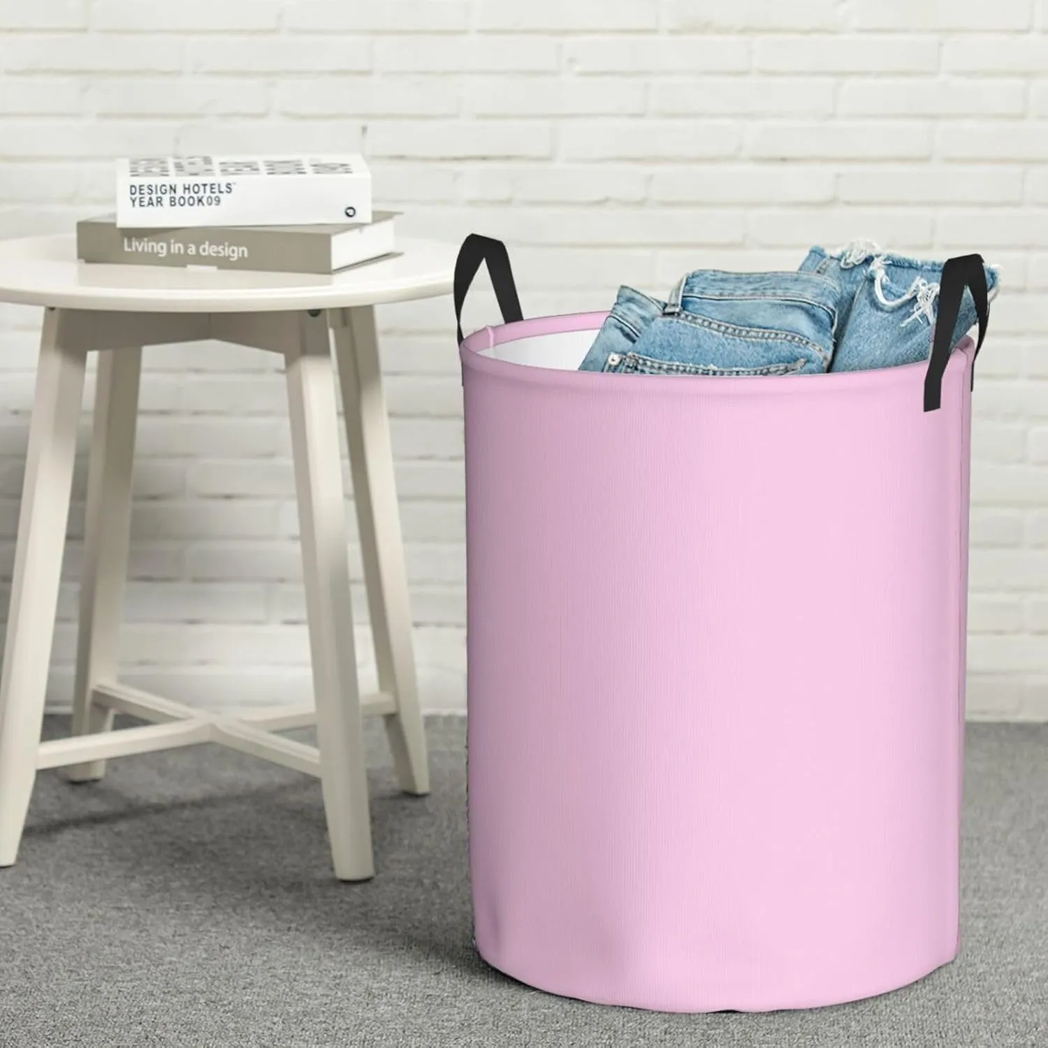 Large Laundry Basket, Dirty Clothes Hamper Toys Storage Bag Classic Rose Solid Color Waterproof Foldable Washing Bin for College Dorms 15.7" x 19.6"