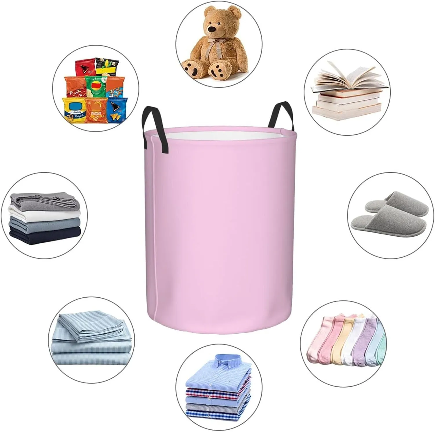 Large Laundry Basket, Dirty Clothes Hamper Toys Storage Bag Classic Rose Solid Color Waterproof Foldable Washing Bin for College Dorms 15.7" x 19.6"