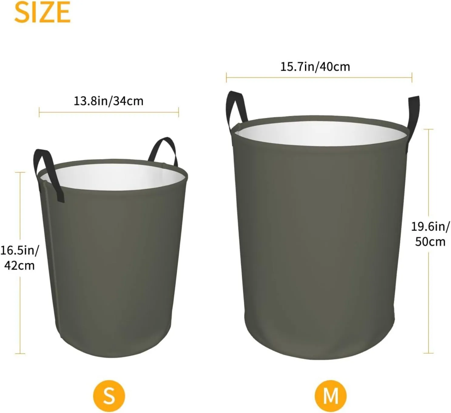 Large Laundry Basket, Dirty Clothes Hamper Toys Storage Bag Dark Olive Solid Color Waterproof Foldable Washing Bin for College Dorms 15.7" x 19.6"