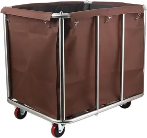 Large Laundry Cart With Wheels Heavy Duty Rolling Storage Basket Organizer 330Lb Load Truck for Large Family or Commercial Hotels and Hospital Laundry Room Transport Clothes and Linen Material,Brown