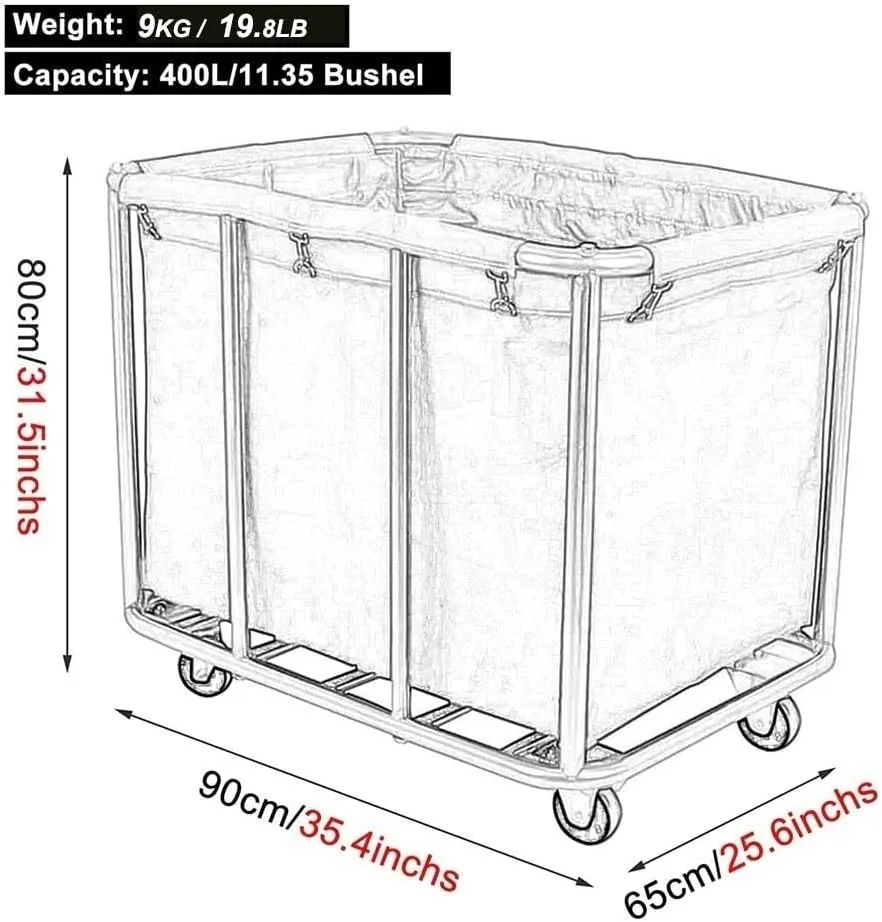Large Laundry Cart With Wheels Heavy Duty Rolling Storage Basket Organizer 330Lb Load Truck for Large Family or Commercial Hotels and Hospital Laundry Room Transport Clothes and Linen Material,Brown