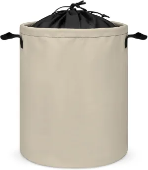Large Laundry Hamper Bag, Beige Solid Color Elegant Modern Collapsible Laundry Basket Dirty Clothes Washing Bin for College Dorm, Family Essentials