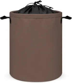 Large Laundry Hamper Bag, Brown Solid Color Elegant Modern Collapsible Laundry Basket Dirty Clothes Washing Bin for College Dorm, Family Essentials