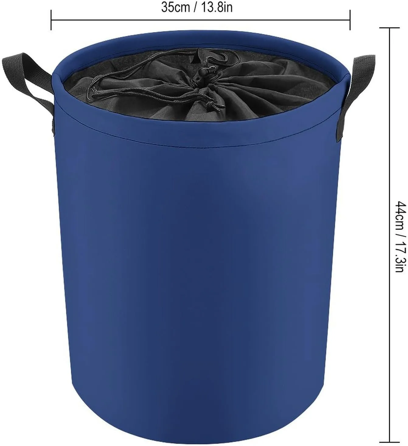 Large Laundry Hamper Bag, Dark Blue Solid Color Elegant Collapsible Laundry Basket Dirty Clothes Washing Bin for College Dorm, Family Essentials
