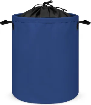 Large Laundry Hamper Bag, Dark Blue Solid Color Elegant Collapsible Laundry Basket Dirty Clothes Washing Bin for College Dorm, Family Essentials