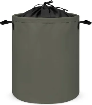 Large Laundry Hamper Bag, Dark Olive Solid Color Laundry Basket with Drawstring Collapsible Dirty Clothes Storage Washing Bin for Bathroom, Dorm Essentials