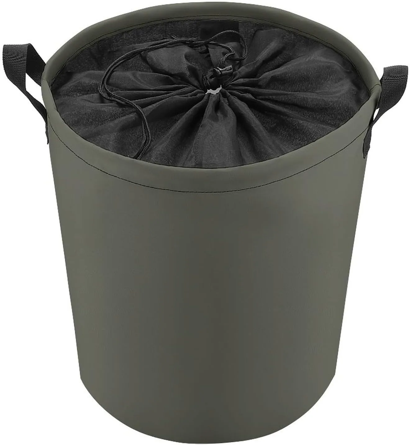 Large Laundry Hamper Bag, Dark Olive Solid Color Laundry Basket with Drawstring Collapsible Dirty Clothes Storage Washing Bin for Bathroom, Dorm Essentials