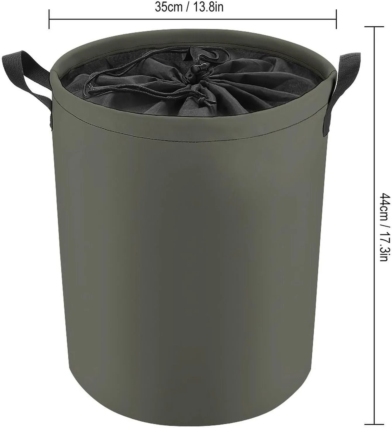 Large Laundry Hamper Bag, Dark Olive Solid Color Laundry Basket with Drawstring Collapsible Dirty Clothes Storage Washing Bin for Bathroom, Dorm Essentials