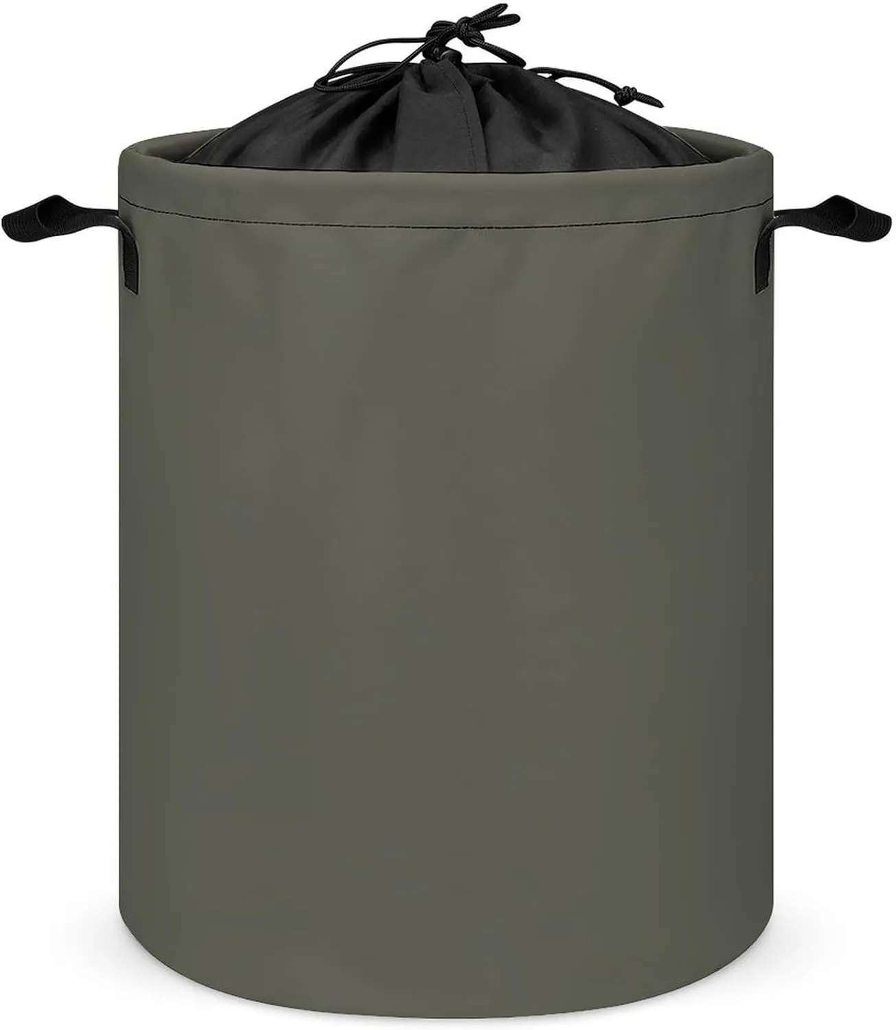 Large Laundry Hamper Bag, Dark Olive Solid Color Laundry Basket with Drawstring Collapsible Dirty Clothes Storage Washing Bin for Bathroom, Dorm Essentials