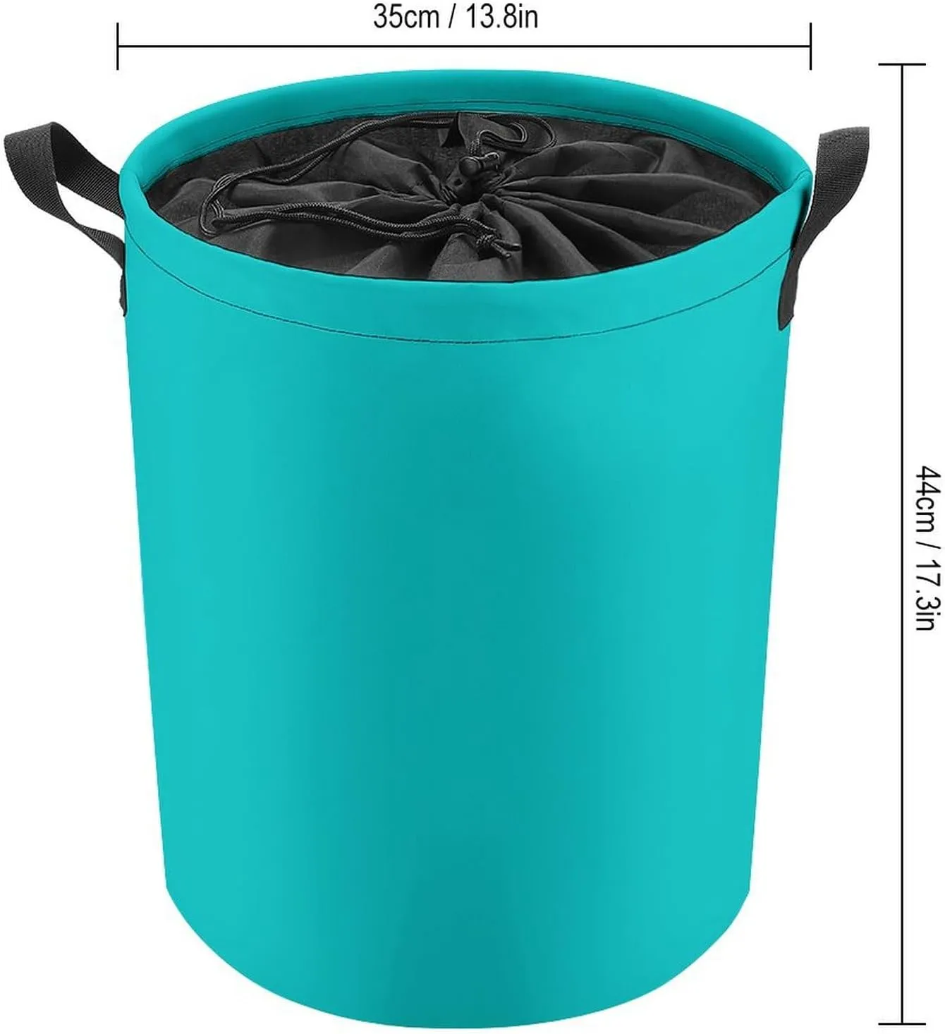 Large Laundry Hamper Bag, Dark Turquoise Solid Color Laundry Basket with Drawstring Collapsible Dirty Clothes Storage Washing Bin for Bathroom, Dorm Essentials