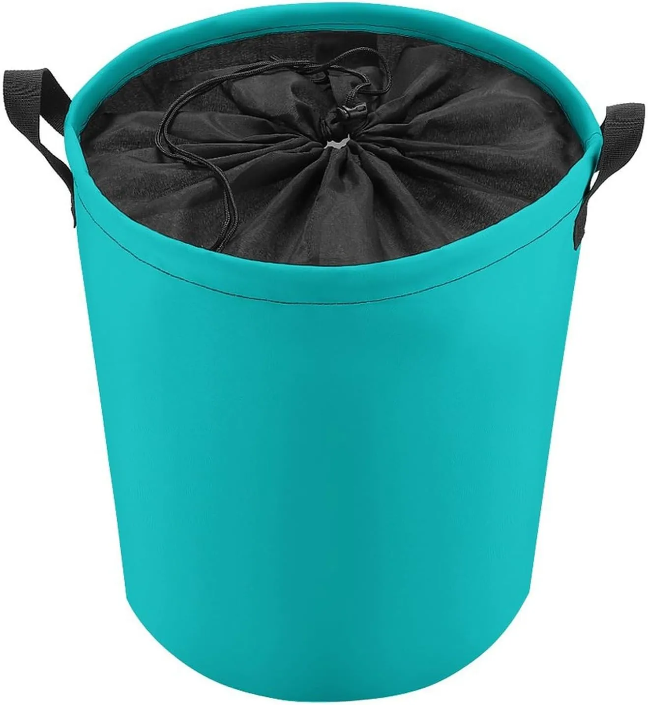 Large Laundry Hamper Bag, Dark Turquoise Solid Color Laundry Basket with Drawstring Collapsible Dirty Clothes Storage Washing Bin for Bathroom, Dorm Essentials
