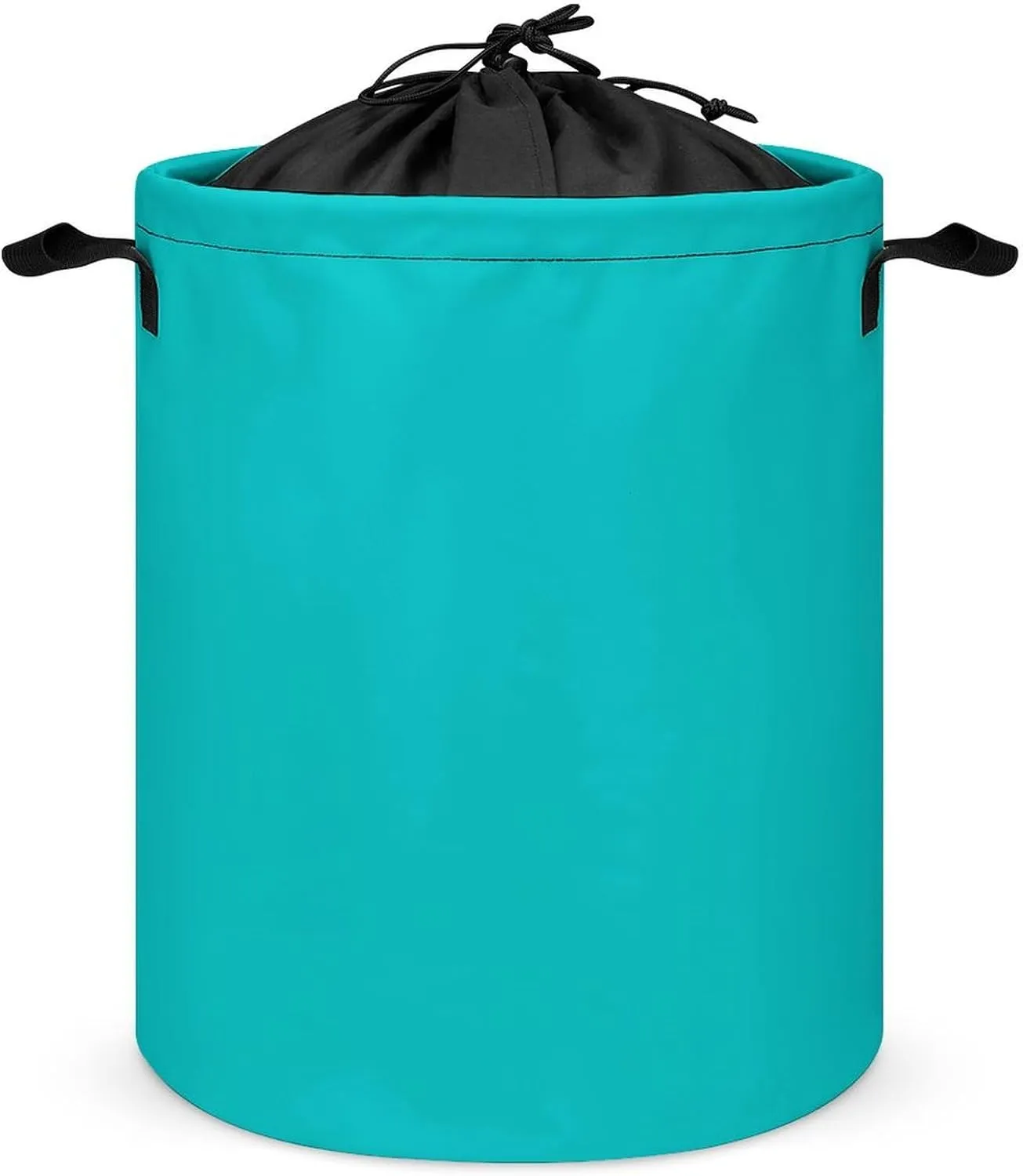 Large Laundry Hamper Bag, Dark Turquoise Solid Color Laundry Basket with Drawstring Collapsible Dirty Clothes Storage Washing Bin for Bathroom, Dorm Essentials