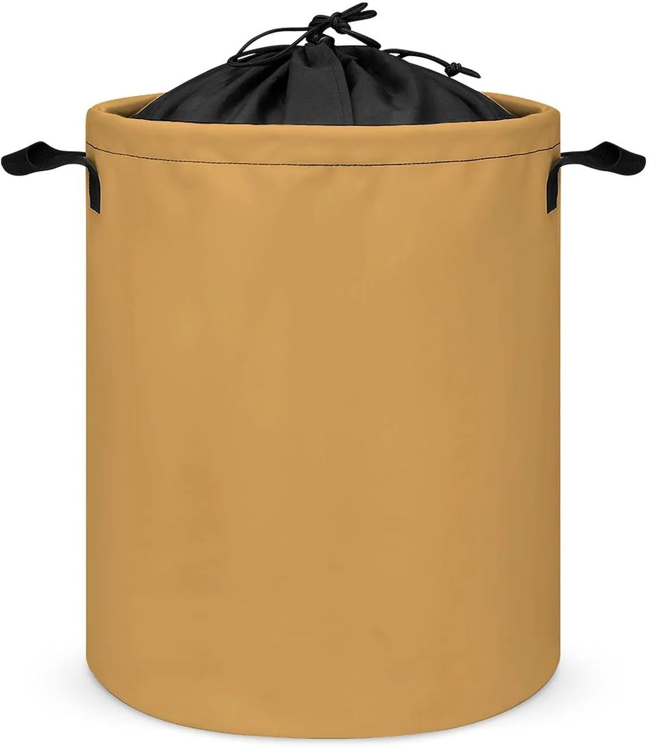 Large Laundry Hamper Bag, Dark Yellow Laundry Basket with Drawstring Collapsible Dirty Clothes Storage Washing Bin for Bathroom, Dorm Essentials