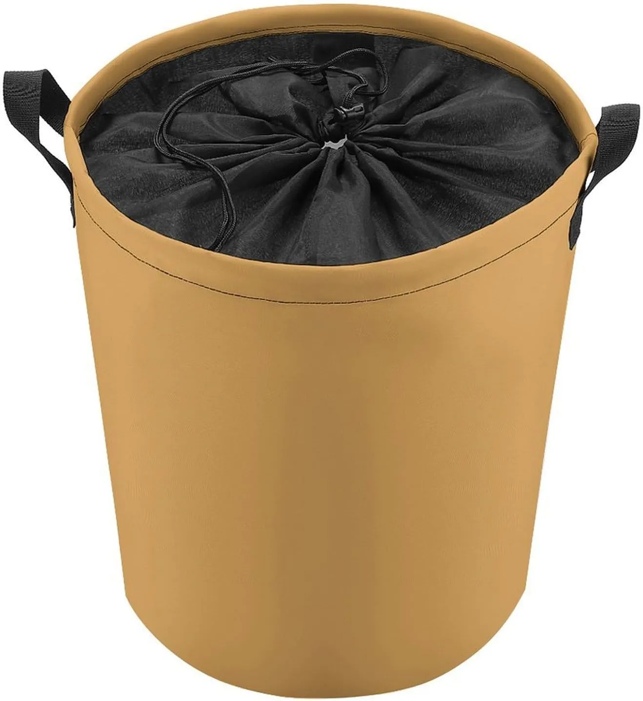 Large Laundry Hamper Bag, Dark Yellow Laundry Basket with Drawstring Collapsible Dirty Clothes Storage Washing Bin for Bathroom, Dorm Essentials