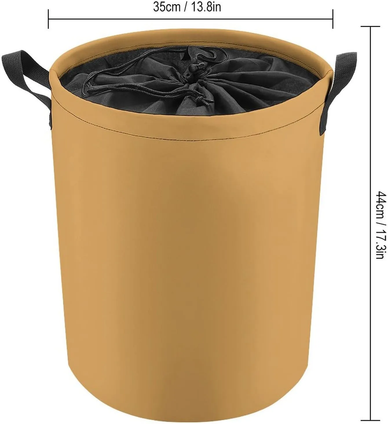 Large Laundry Hamper Bag, Dark Yellow Laundry Basket with Drawstring Collapsible Dirty Clothes Storage Washing Bin for Bathroom, Dorm Essentials