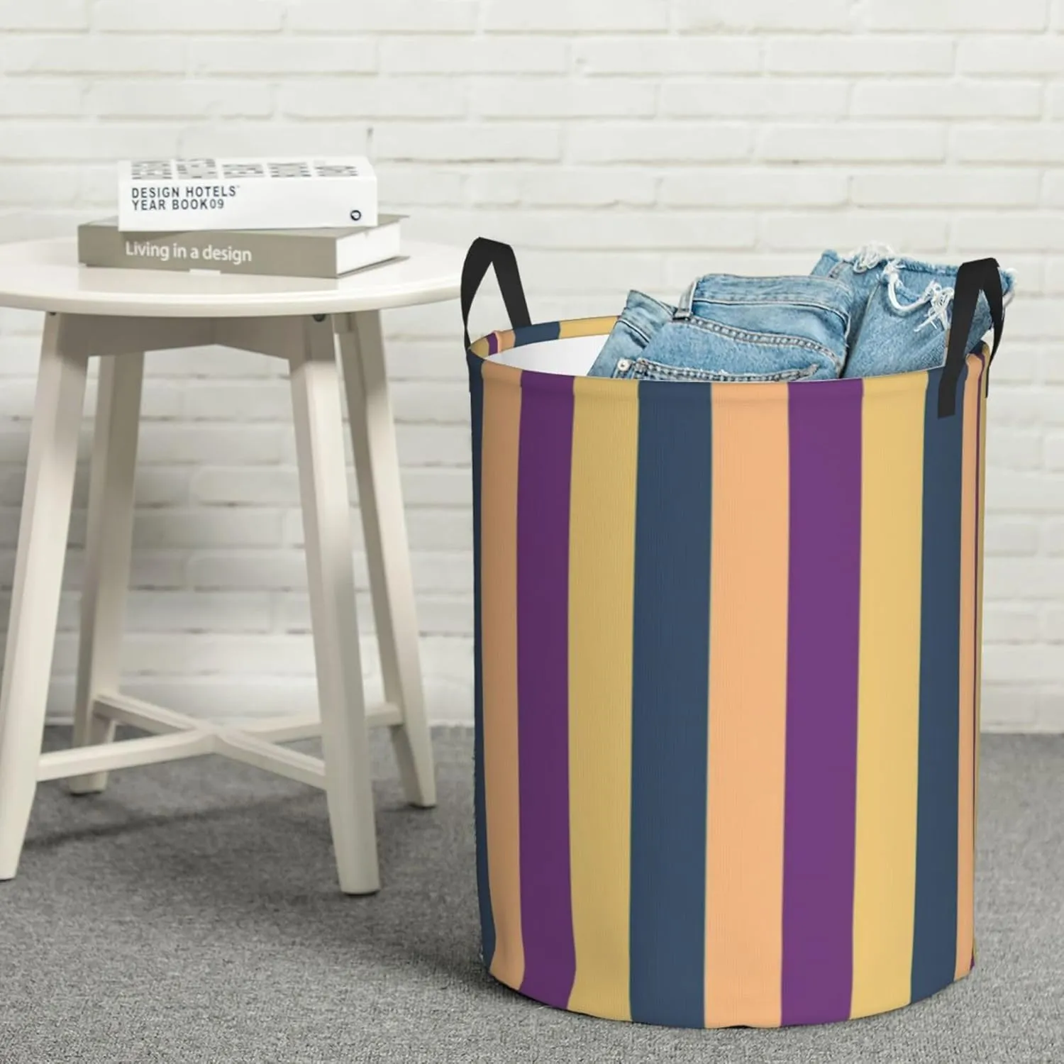 Large Laundry Hamper Bag, Vertical Striped Abstract Laundry Basket Collapsible Waterproof Storage Basket for College Dorm, Family Essentials