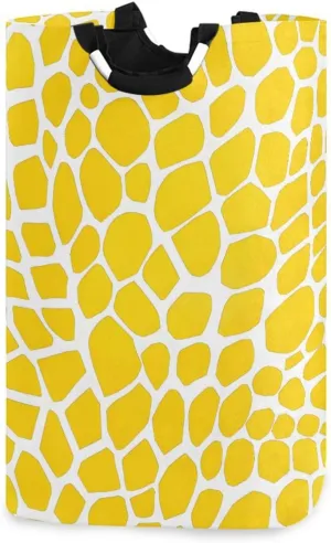 Large Laundry Hamper, Yellow Lizard Skin Print Laundry Basket Foldable Clothes Bag with Handle Foldable Washing Bin