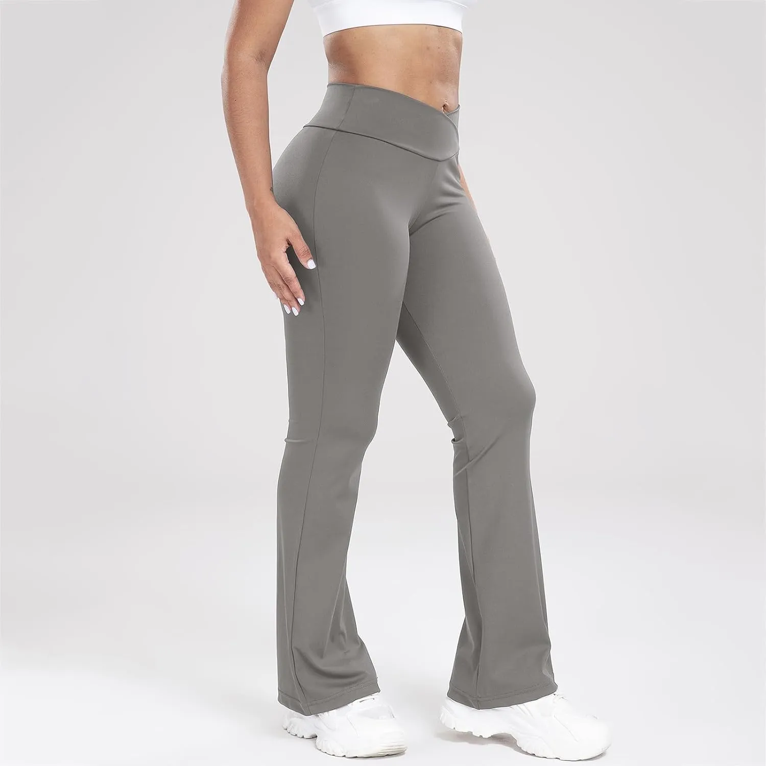 Lastesso Flare Leggings for Women High Waist Classiac Yoga Gym Pants with Pockets Tummy Control Going Out Workout Leggings