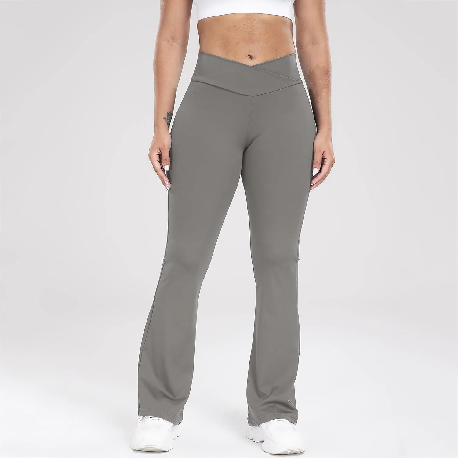 Lastesso Flare Leggings for Women High Waist Classiac Yoga Gym Pants with Pockets Tummy Control Going Out Workout Leggings