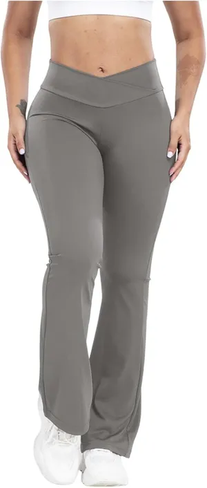 Lastesso Flare Leggings for Women High Waist Classiac Yoga Gym Pants with Pockets Tummy Control Going Out Workout Leggings