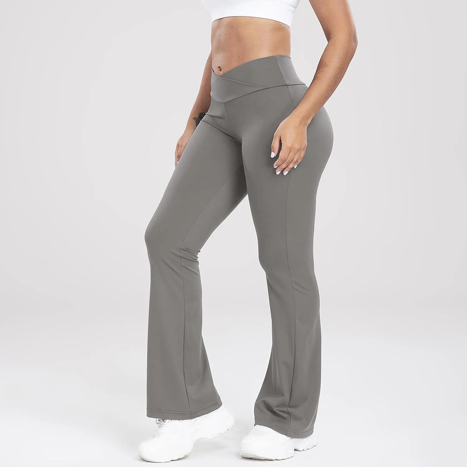 Lastesso Flare Leggings for Women High Waist Classiac Yoga Gym Pants with Pockets Tummy Control Going Out Workout Leggings