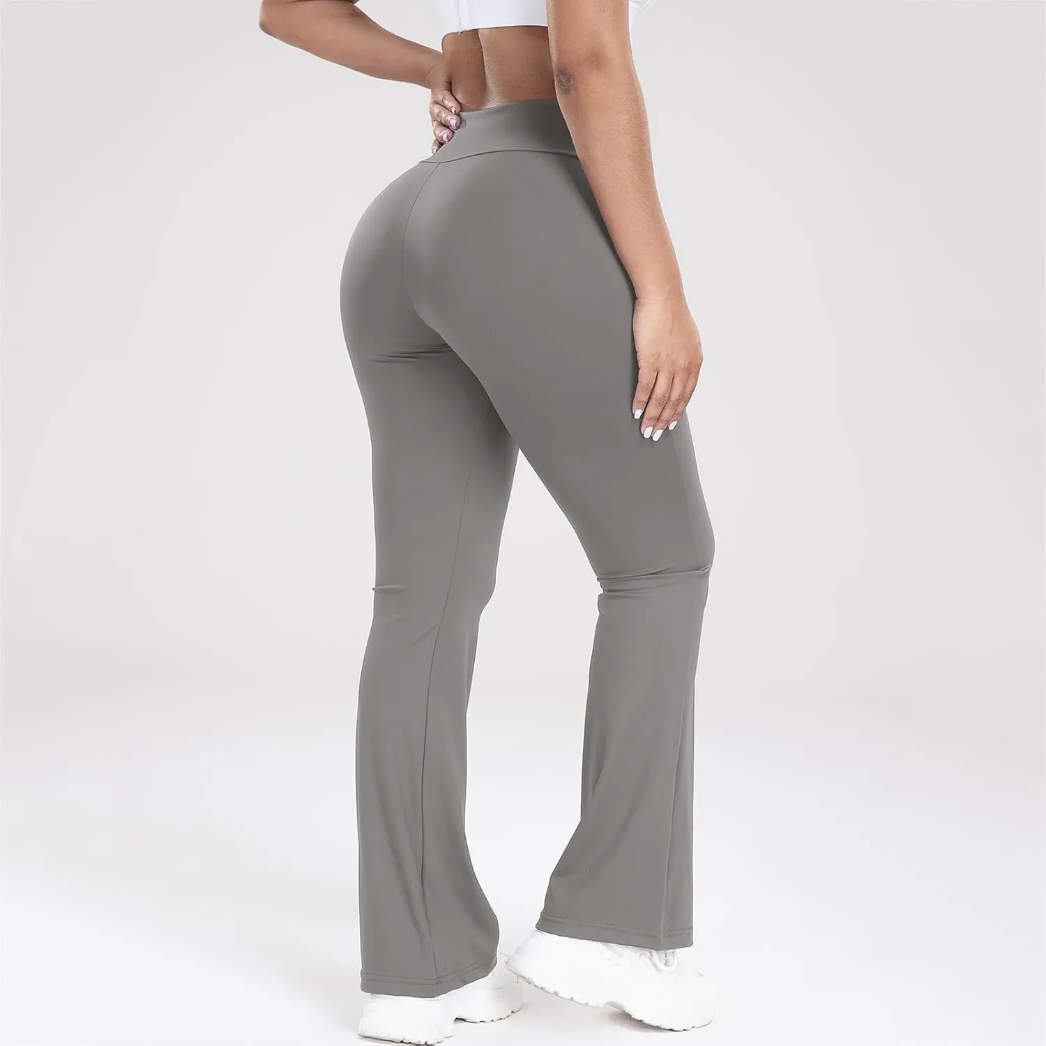 Lastesso Flare Leggings for Women High Waist Classiac Yoga Gym Pants with Pockets Tummy Control Going Out Workout Leggings