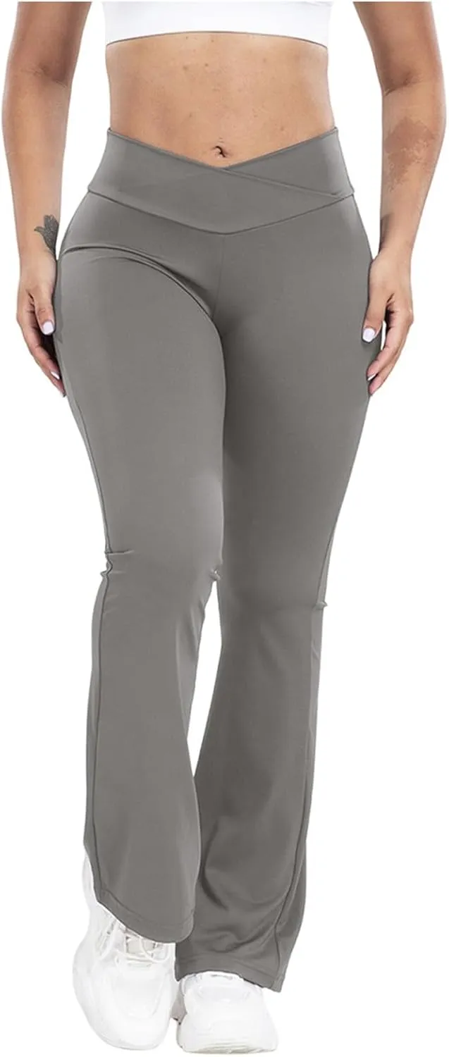 Lastesso Flare Leggings for Women High Waist Classiac Yoga Gym Pants with Pockets Tummy Control Going Out Workout Leggings