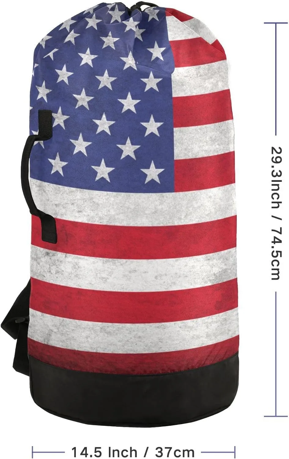 Laundry Backpack Bag Hamper Basket Extra Large Heavy Duty for Dirty Clothes Adjusted Straps for Camp College Dorm Gym Hotel Home 29.3x14.5Inch Flag Stars Stripes