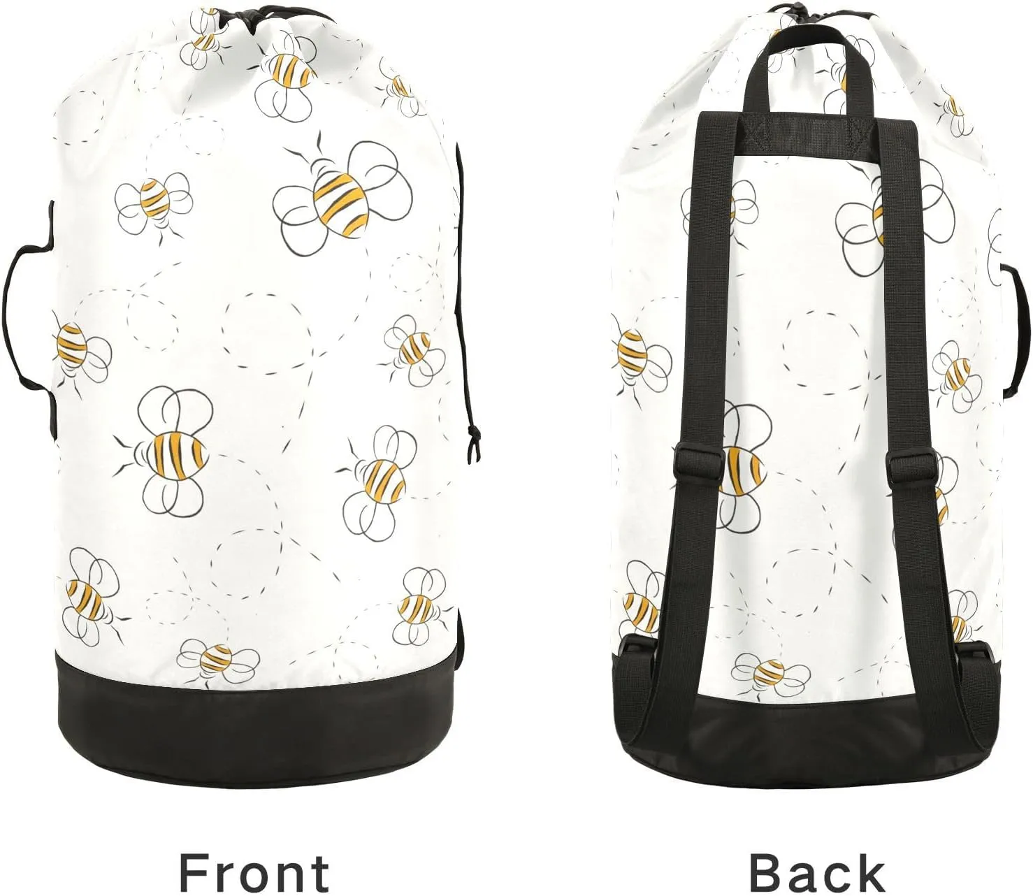 Laundry Backpack Laundry Bag with Adjustable Shoulder Straps Handle Dirty Laundry Bag for Traveling Camp College Dorm Heavy Duty Waterproof Large Capacity Bee
