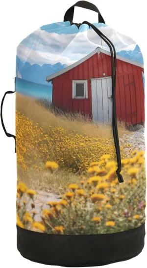 Laundry Bag Backpack Waterproof Beach Bag Clothes Hamper Bag Cottage Large for Travel Camping Hiking Foldable Lightweight